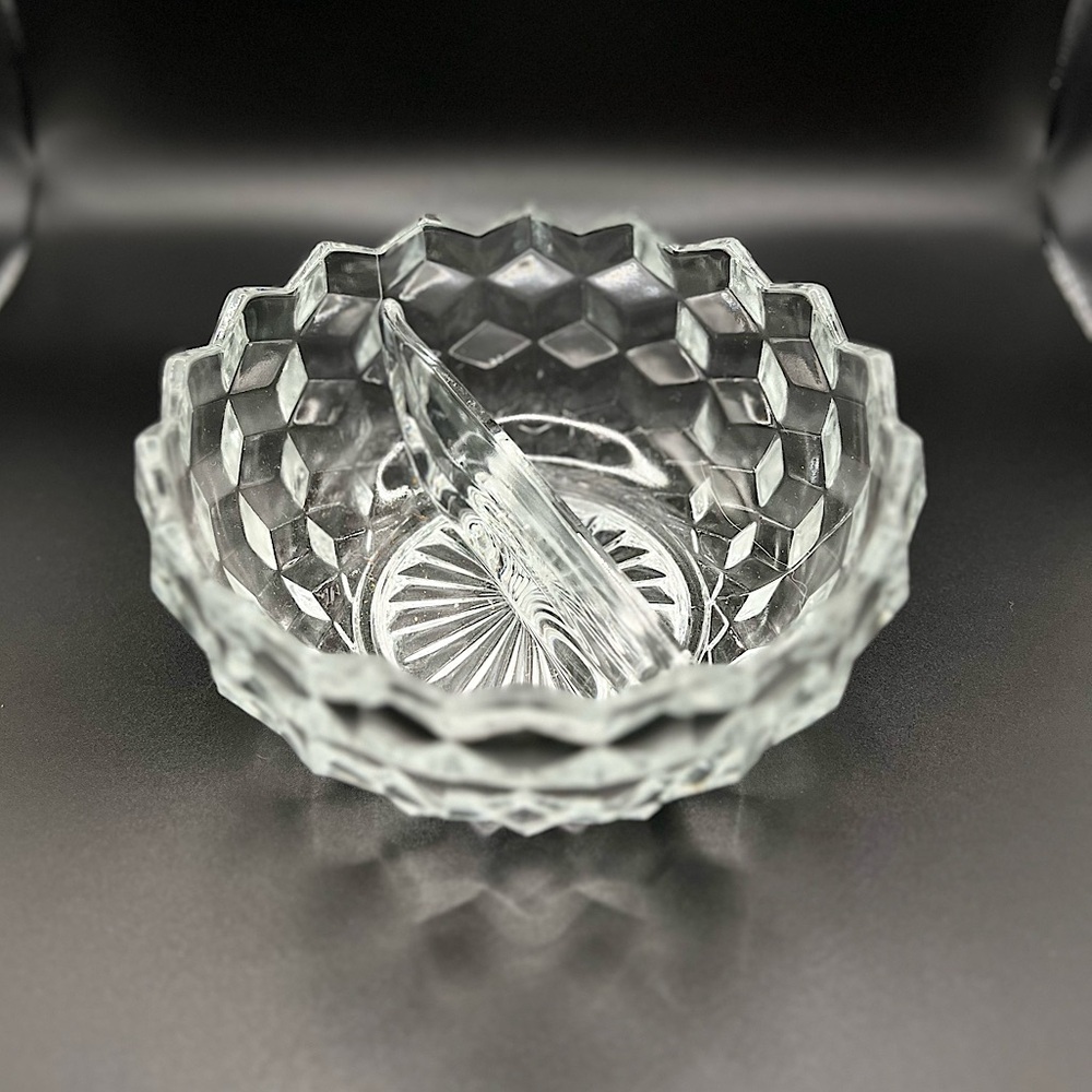 Vintage Clear Pressed Glass Saw Tooth Edge Divider